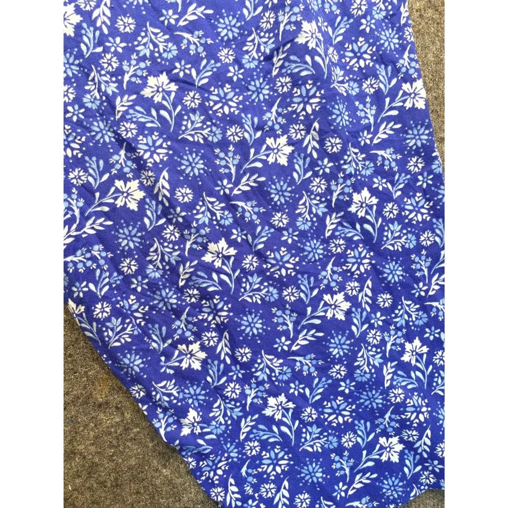 Dreams & Co Blue Floral Lace Trim Pajama Set Plus Size 3X 30/32 Short Sleeve PJ